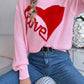 LOVE Heart Round Neck Dropped Shoulder Sweater