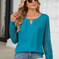 Cutout Round Neck Long Sleeve T-Shirt