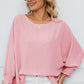 Smocked Lantern Sleeve Round Neck Blouse