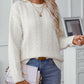 Cable-Knit Round Neck Long Sleeve Sweater