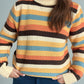 Contrast Stripes Turtleneck Long Sleeve Sweater