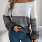 Color Block Off-Shoulder Long Sleeve Sweater