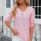Eyelet Drawstring V-Neck Half Sleeve T-Shirt
