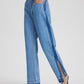 Slit Straight Leg Jeans with Pockets