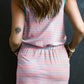 Drawstring Striped Scoop Neck Mini Tank Dress