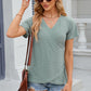 Eyelet Surplice Short Sleeve T-Shirt