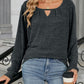 Cutout Round Neck Long Sleeve T-Shirt