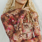 Floral Mock Neck Long Sleeve Sheer Top