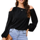 Tied Asymmetrical Neck Cold-Shoulder Blouse