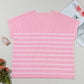 Plus Size Striped Round Neck Cap Sleeve Knit Top