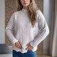 Cable-Knit Mock Neck Dropped Shoulder Sweater