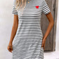 Striped Round Neck Short Sleeve Mini Dress