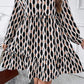 Plus Size Printed Johnny Collar Long Sleeve Dress