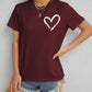 Heart Round Neck Short Sleeve T-Shirt