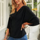 Cowl Neck Three-Quarter Sleeve Blouse