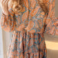 Ruffle Hem Printed Long Sleeve Dress