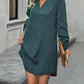 Printed V-Neck Long Sleeve Mini Dress