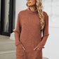 Ribbed Mock Neck Long Sleeve T-Shirt