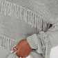 Fringe Boat Neck Long Sleeve Sweater