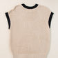 Contrast Trim Round Neck Cap Sleeve Knit Top