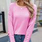 Striped Contrast Round Neck Long Sleeve Sweater