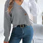 Two-Tone V-Neck Long Sleeve Sweater