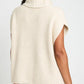 Slit Turtleneck Cap Sleeve Sweater