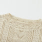 Openwork Round Neck Long Sleeve Sweater