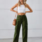 Drawstring Mid-Rise Waist Straight Cargo Jeans