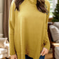 Full Size Waffle Knit Turtleneck Long Sleeve T-Shirt