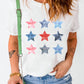 Star Round Neck Short Sleeve T-Shirt