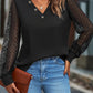 Decorative Button V-Neck Long Sleeve T-Shirt