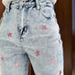 Distressed Star Straight Jeans with Pockets