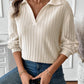 Ribbed Johnny Collar Long Sleeve T-Shirt