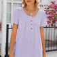 Eyelet Quarter Button Short Sleeve T-Shirt