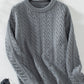 Cable-Knit Round Neck Long Sleeve Sweater