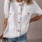 Button Up Round Neck Short Sleeve Knit Top