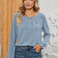 Ruched Round Neck Flounce Sleeve T-Shirt