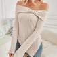 Ribbed Asymmetrical Hem Off-Shoulder Long Sleeve T-Shirt