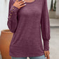 Decorative Button Round Neck Long Sleeve T-Shirt