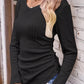 Full Size Ruched V-Neck Long Sleeve T-Shirt