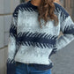 Contrast Round Neck Dropped Shoulder Sweater