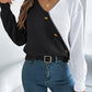 Two-Tone V-Neck Long Sleeve Sweater