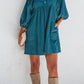 Corduroy Quarter Snap Three-Quarter Sleeve Dress