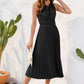 Swiss Dot Tie Neck Sleeveless Dress