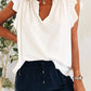 Ruffled Notched Cap Sleeve T-Shirt