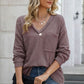 Exposed Seam V-Neck Long Sleeve T-Shirt