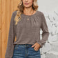 Ruched Round Neck Flounce Sleeve T-Shirt