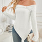 Ribbed Asymmetrical Hem Off-Shoulder Long Sleeve T-Shirt