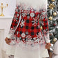 Snowflakes Plaid Round Neck Long Sleeve Dress